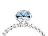 Silver Fancy Blue Pear  Solitaire Twist Band Ring with Four-Prong Setting_4