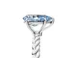 Silver Fancy Blue Pear  Solitaire Twist Band Ring with Four-Prong Setting_5
