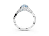 Silver Fancy Blue Pear  Solitaire Twist Band Six-Prong Setting 3