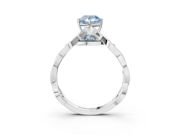 Sterling Silver Pear-Shaped Accented Twist Engagement Ring Setting for Fancy Blue Center