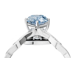 Silver Fancy Blue Pear  Solitaire Twist Band with Leaf Prong Setting 5
