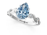 Silver Fancy Blue Pear  Solitaire Twisted Band with Prong Setting 1