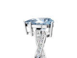 Silver Fancy Blue Pear  Solitaire Twisted Pave Diamond Ring with Four-Prong Setting_5