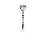 Silver Fancy Blue Princess  Brilliant Diamond Solitaire with Pavé Band and Four-Prong Setting 2