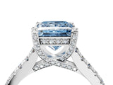 Silver Fancy Blue Princess  Brilliant Diamond Solitaire with Pavé Band and Four-Prong Setting 4