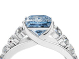 Silver Fancy Blue Princess Cut Brilliant Diamond Pavé Band with Six-Prong Setting_22