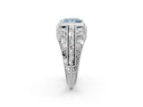 Silver Fancy Blue Princess Cut Brilliant Milgrain Filigree Diamond Ring with Square Prong Setting_14