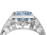 Silver Fancy Blue Princess Cut Brilliant Milgrain Filigree Diamond Ring with Square Prong Setting_16