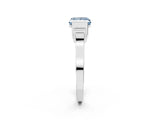Silver Fancy Blue Princess Cut Brilliant Solitaire Diamond Ring with Channel Set Band and Bar Prong Setting_32