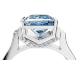 Silver Fancy Blue Princess Cut Brilliant Solitaire Diamond Ring with Channel Set Band and Bar Prong Setting_34