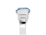 Silver Fancy Blue Princess Cut Brilliant Solitaire Diamond Ring with Channel Set Band and Bar Prong Setting_35