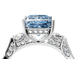 Silver Fancy Blue Princess Cut Brilliant Three-Stone Pave Band with Four-Prong Setting_10
