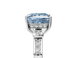 Silver Fancy Blue Princess Cut Brilliant Three-Stone Pave Band with Four-Prong Setting_11