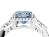 Silver Fancy Blue Princess Cut Cut Halo Diamond Infinity Band with Four-Prong Setting_10