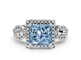 Silver Fancy Blue Princess Cut Cut Halo Diamond Infinity Band with Four-Prong Setting_6