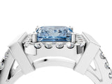 Silver Fancy Blue Princess Cut Cut Halo Split Shank Prong Set Ring_10