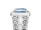 Silver Fancy Blue Princess Cut Cut Halo Split Shank Prong Set Ring_11