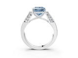 Silver Fancy Blue Princess Cut Diamond Channel Set Solitaire Ring with Four-Prong Setting_94