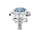 Silver Fancy Blue Princess Cut Diamond Floral Halo Split Shank Prong Setting Ring_11