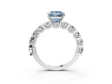 Silver Fancy Blue Princess Cut Diamond Side Stone Engagement Ring with Four-Prong Setting_15