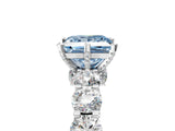 Silver Fancy Blue Princess Cut Diamond Side Stone Engagement Ring with Four-Prong Setting_17