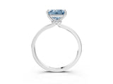 Silver Fancy Blue Princess Cut Diamond Solitaire Ring with Classic Band and Four-Prong Setting_9