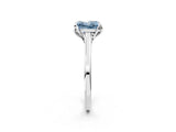 Silver Fancy Blue Princess Cut Diamond Solitaire Ring with Flower Prong Setting and Classic Band_18