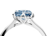 Silver Fancy Blue Princess Cut Diamond Solitaire Ring with Flower Prong Setting and Classic Band_20
