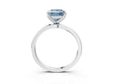 Silver Fancy Blue Princess Cut Diamond Solitaire Ring with Thin Band and Prong Setting_3