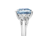 Silver Fancy Blue Princess Cut Diamond Three-Stone Engagement Ring with Prong Setting and Pavé Band_11