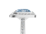 Silver Fancy Blue Princess Cut Halo Bezel Diamond Pave Band Ring_11