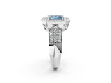 Silver Fancy Blue Princess Cut Halo Diamond Engagement Ring with Pave Split Shank and Four-Prong Setting_8