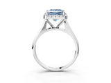 Silver Fancy Blue Princess  Cut Halo Solitaire Engagement Ring with Square Band and Four-Prong Setting_15