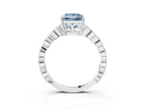 Silver Fancy Blue Princess Cut Solitaire Diamond Ring with Infinity Twist Band and Four-Prong Setting_9