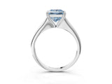 Silver Fancy Blue Princess Cut Solitaire Diamond Ring with Six-Prong Setting and Classic Band_54