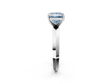 Silver Fancy Blue Princess  Cut Solitaire Engagement Ring with Flat Band and Four-Prong Setting 5