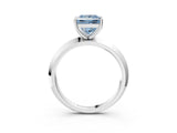 Silver Fancy Blue Princess  Cut Solitaire Engagement Ring with Flat Band and Four-Prong Setting 7