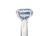 Silver Fancy Blue Princess  Cut Solitaire Engagement Ring with Tapered Band and Four-Prong Setting 5