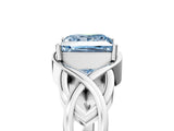 Silver Fancy Blue Princess Cut Solitaire Intertwined Band Prong Setting Ring_11