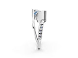 Silver Fancy Blue Princess Cut Solitaire Tension-Set Diamond Split Shank Ring_8