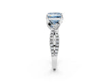 Silver Fancy Blue Princess Cut Solitaire Twist Pave Diamond Engagement Ring with Prong Setting_44