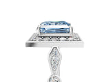 Silver Fancy Blue Princess  Halo Diamond Engagement Ring with Twisted Band and Four-Prong Setting 5