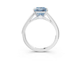 Silver Fancy Blue Princess  Solitaire Engagement Ring with Four-Prong Setting and Classic Band 3