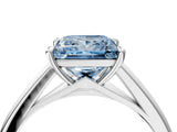 Silver Fancy Blue Princess  Solitaire Engagement Ring with Four-Prong Setting and Classic Band 4