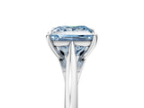 Silver Fancy Blue Princess  Solitaire Engagement Ring with Four-Prong Setting and Classic Band 5
