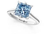 Silver Fancy Blue Princess  Solitaire Engagement Ring with Six-Prong Setting and Classic Band 2