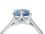 Silver Fancy Blue Princess  Solitaire Engagement Ring with Six-Prong Setting and Classic Band 5