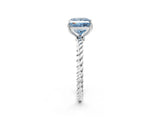 Silver Fancy Blue Princess  Solitaire Twist Band Ring with Four-Prong Setting_2
