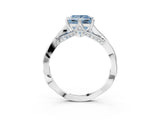 Silver Fancy Blue Princess  Solitaire Twist Band Six-Prong Setting 3