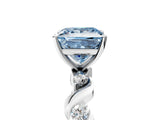 Silver Fancy Blue Princess  Solitaire Twisted Band with Prong Setting